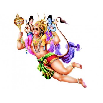 Hanuman carrying Ram and Lakshman